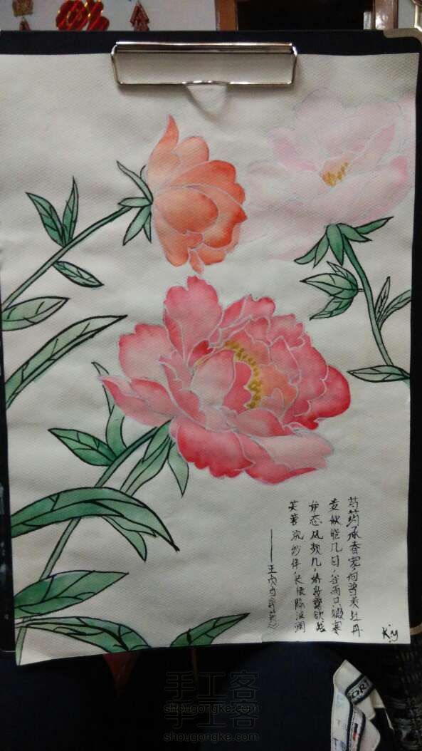 手绘水彩芍药~