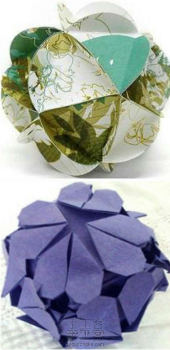 两种纸花球的折法
