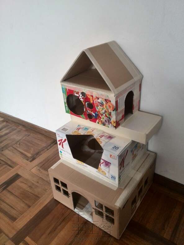 纸箱大改造教程, cat house 猫猫的别墅