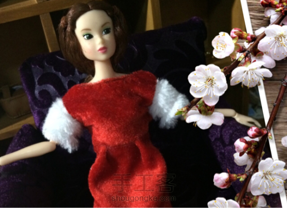 优雅的圣诞小礼服—桃子姑娘6分娃尺寸 手工制作教程
