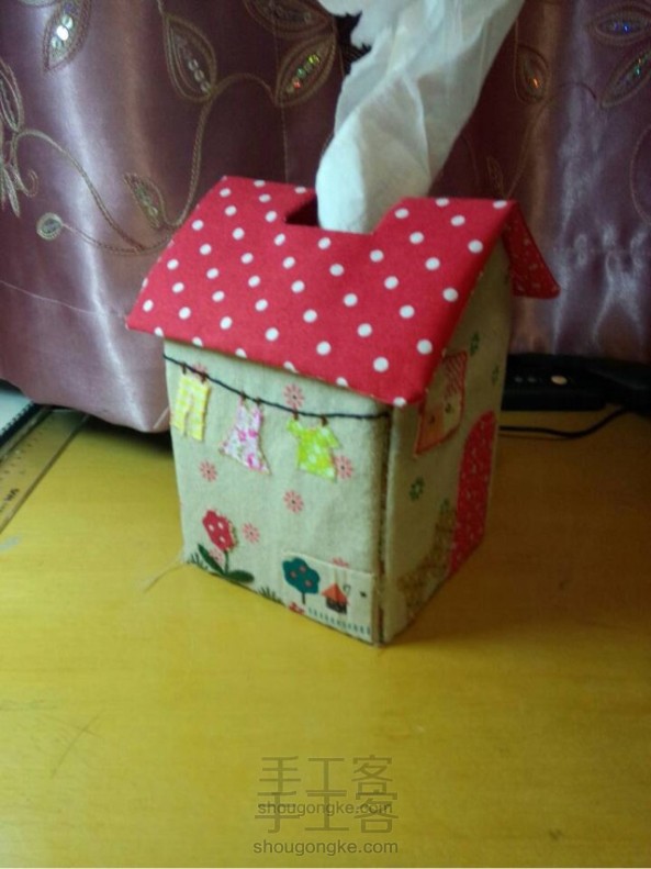 布艺房子纸巾盒教程