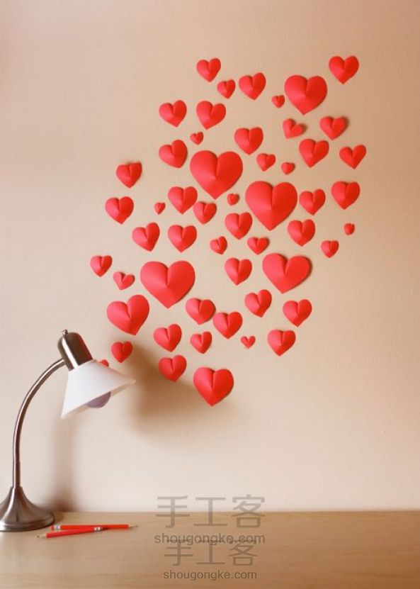 Heart shaped心形纸墙教程