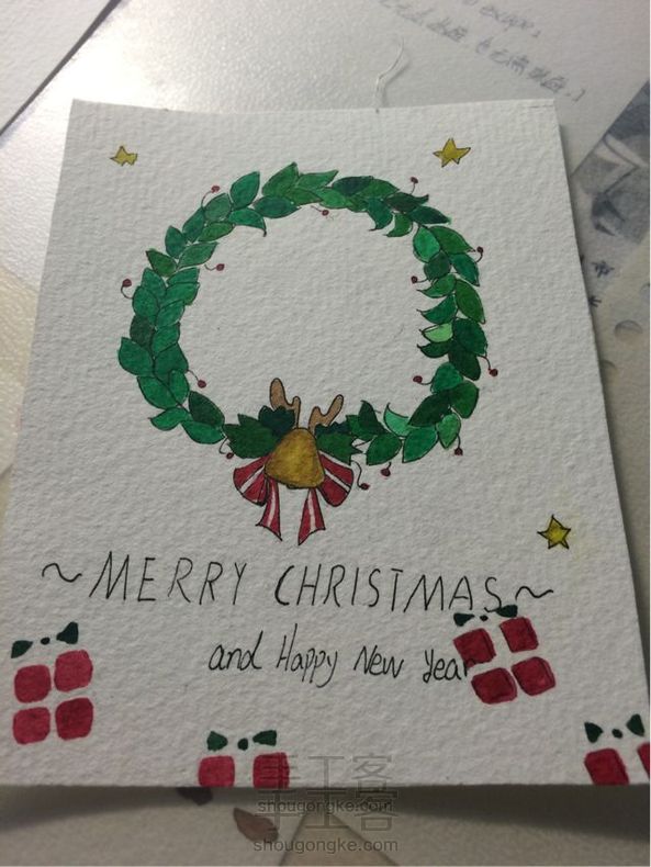 原创手绘圣诞花环[´・ω・]教程