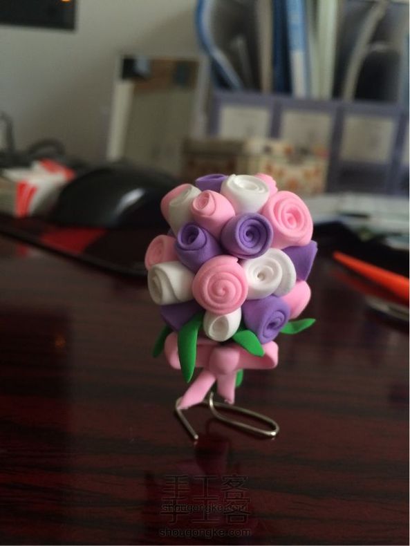 超轻粘土玫瑰花球,情人节到了,给爱人做一个吧