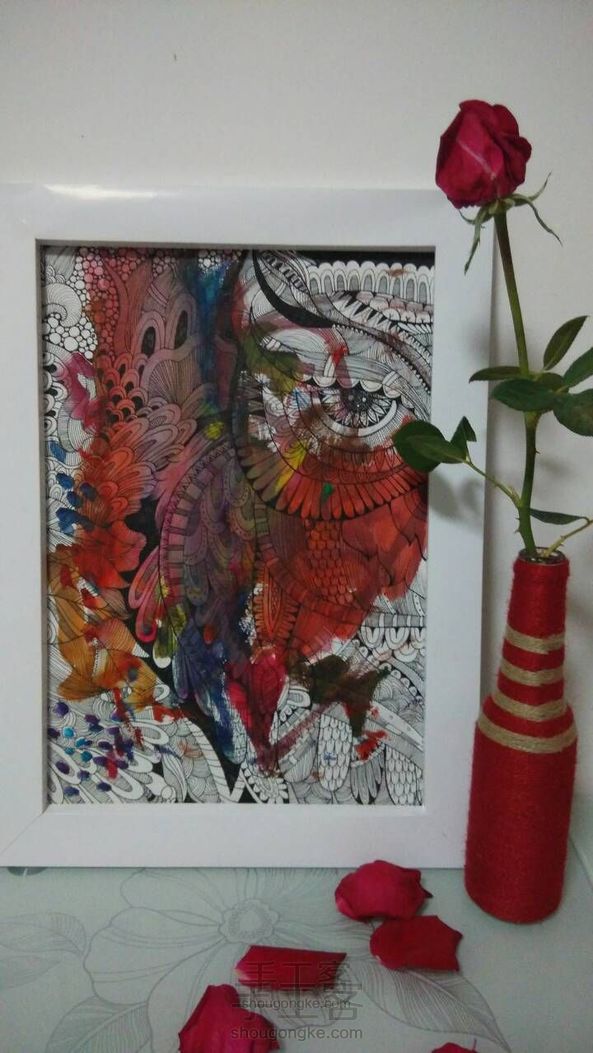 娃的随意涂鸦,后期的加工成新家装饰画,附裱画框教程
