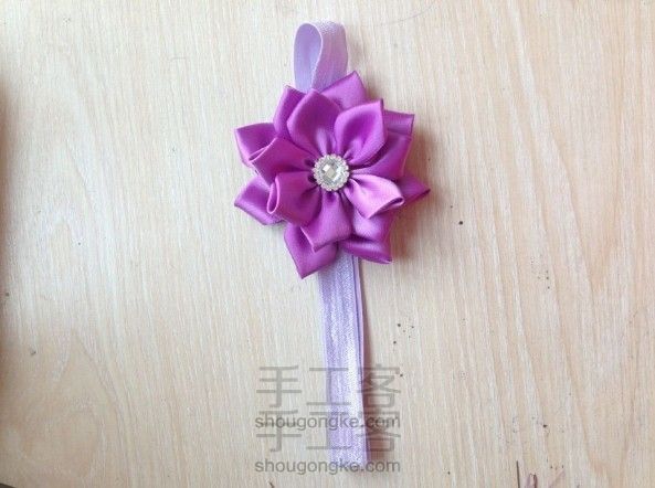紫色双层花朵发带制作教程