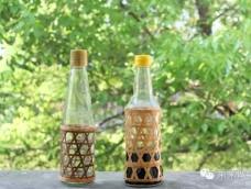 把你的酱油瓶拿出来编的更好看吧！竹编六角孔的简单应用！