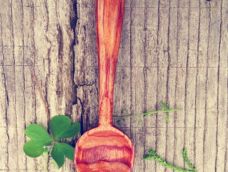 手工小木勺，红椿木花纹美美哒