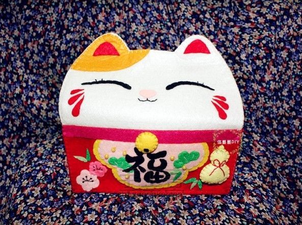 【材料可购】不织布 猫咪方形手纸盒