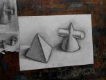 方锥和石膏结合体的素描  手绘教程