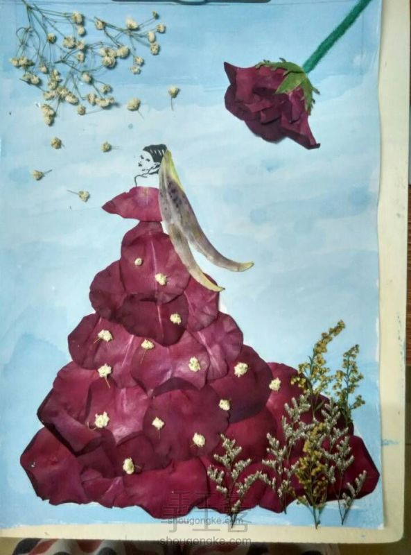 【押花作品】用你的收到的求婚花，为你做一袭玫瑰嫁衣