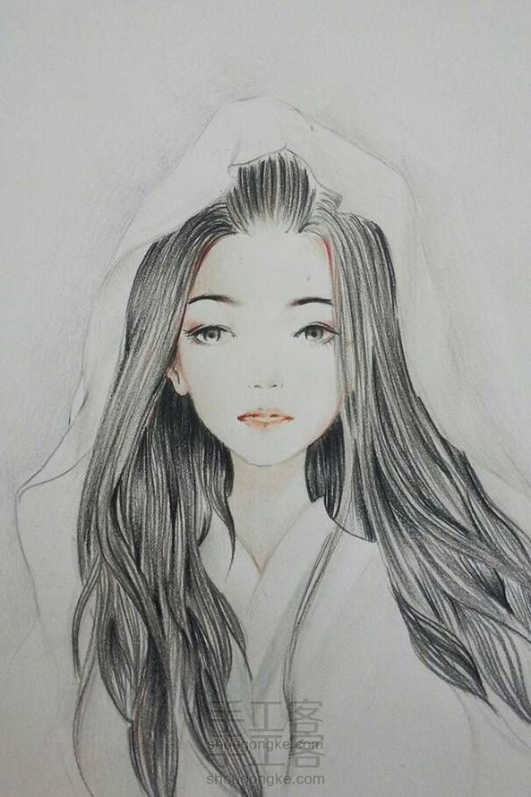 彩铅手绘古风人物画