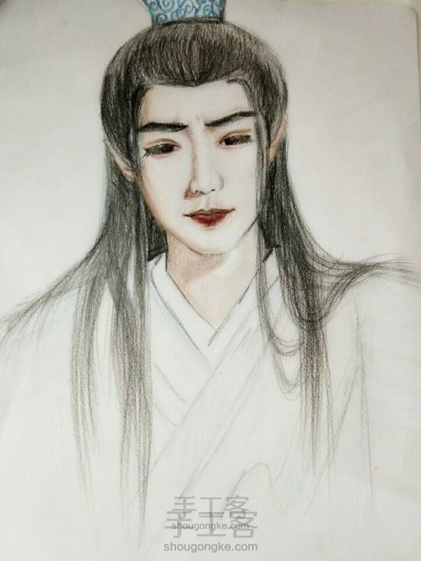 彩铅手绘 尊上白子画