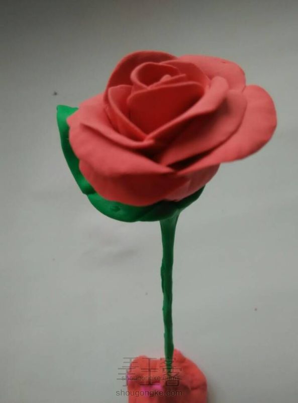 超简单的粘土玫瑰