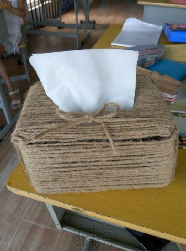 自制麻绳复古纸巾盒