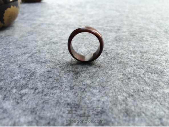 印度小叶紫檀 水波纹戒指 