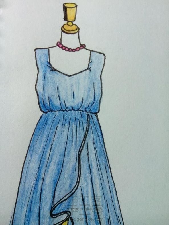 色铅笔_彩绘晚礼裙