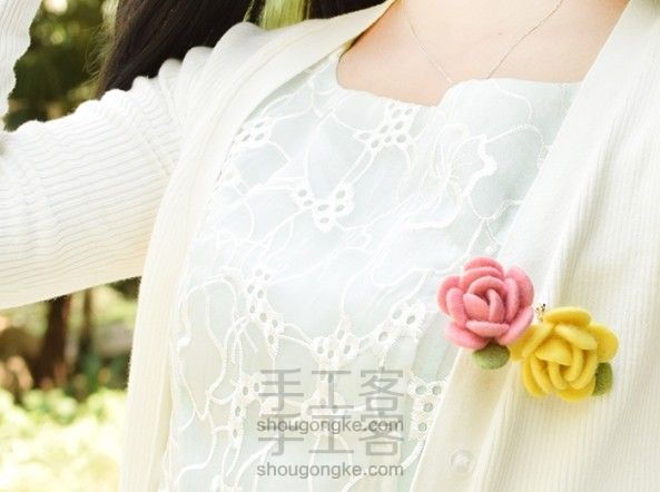 包邮送工具 仟樱羊毛毡手工材料包玫瑰花月季发夹胸针 冰箱贴