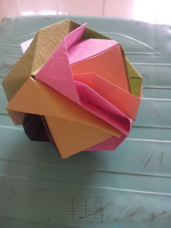 彩虹锦球(折纸)