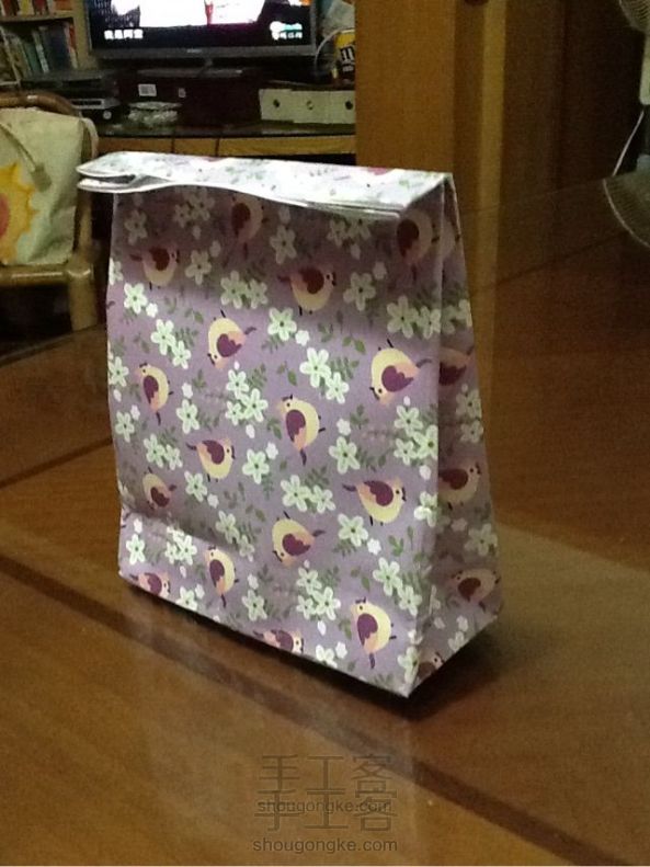 紫色小鸟韩版纸袋教程