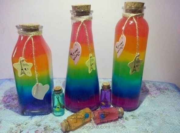 彩虹瓶漂流瓶制作 材料可够