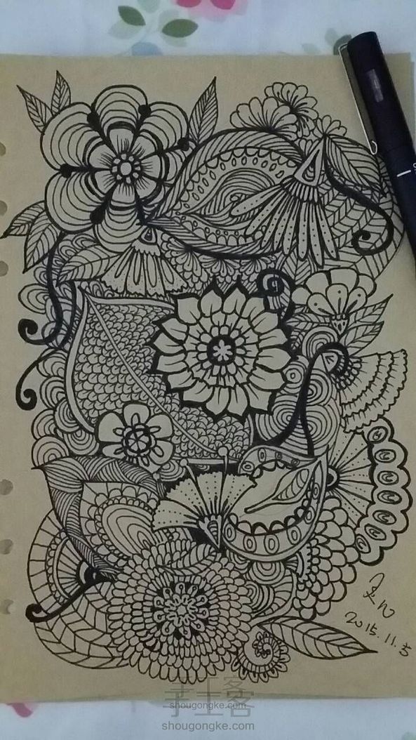 如何画复杂点的禪绕画
