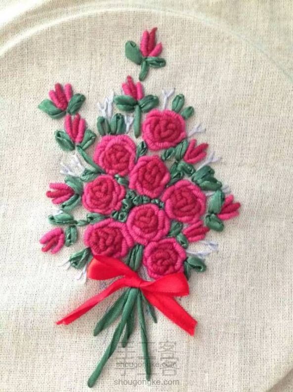 美美的立体玫瑰刺绣！！