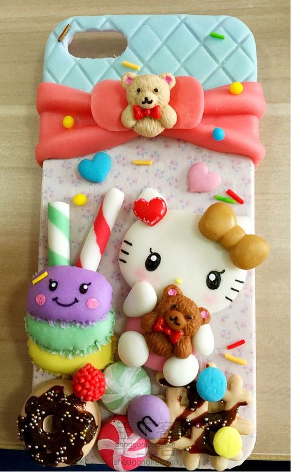 粘土制作 hello kitty手机壳