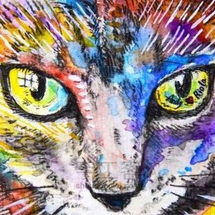 匠心制爱 水彩猫猫插画 含蓄秀恩爱壁纸  原创作品