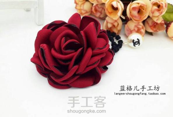 蓝格儿手工坊发饰教程---仿真烧花山茶,玫瑰发圈