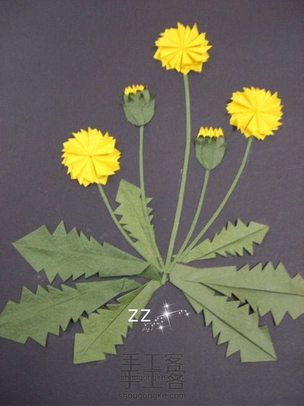 折纸贴画蒲公英制作方法
