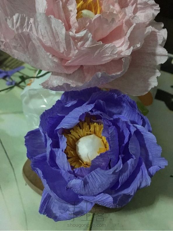 纸艺花,纸藤花,皱纹纸之牡丹