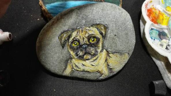 【赖大宝】原创手绘石头 八哥犬