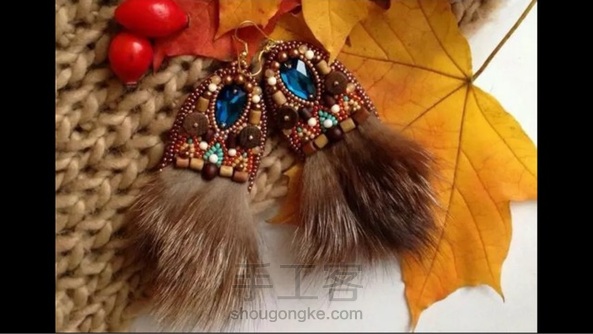 转载-欧美风珠绣耳环