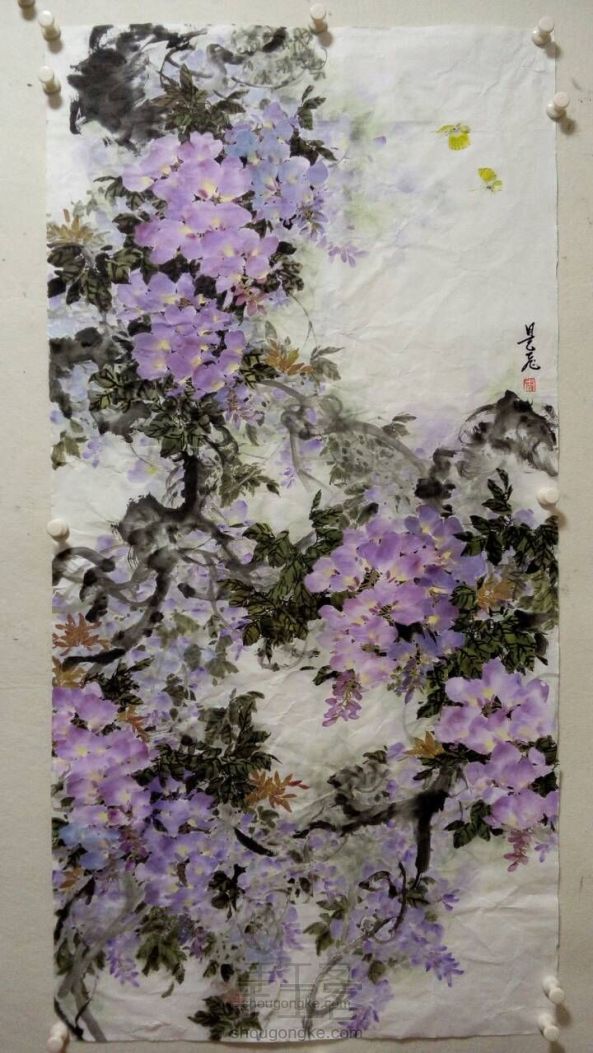 国画紫藤的一种画法