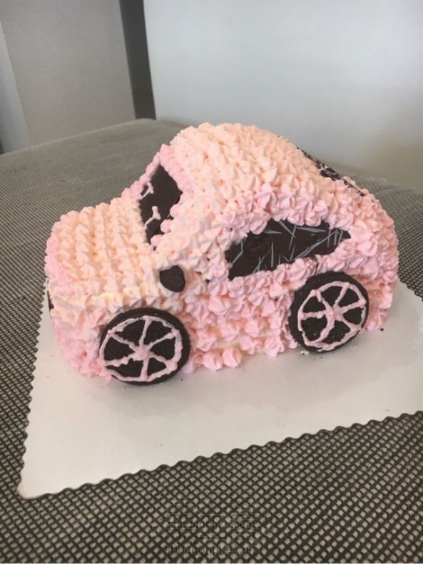 给汽车蛋糕来个分解，粉色汽车🚗超萌……