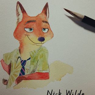 疯狂动物城 水彩手绘♡Nick篇