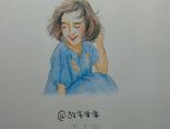 用彩铅手绘文艺女生