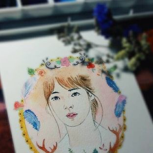 太阳的后裔 宋慧乔水彩手绘