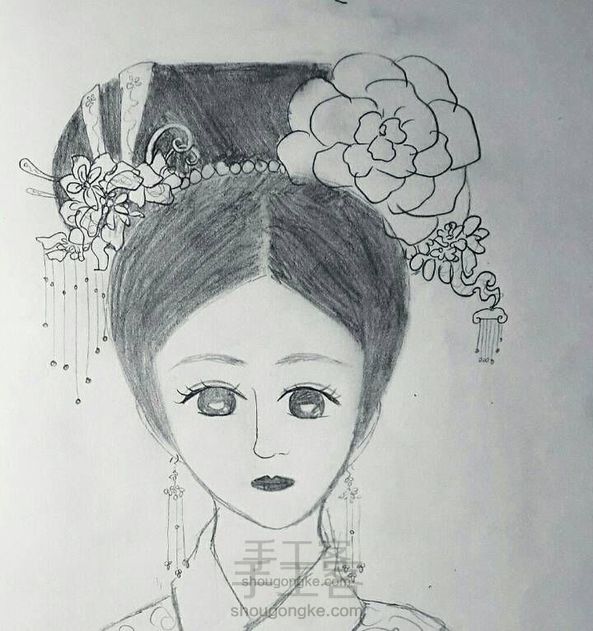 清宫女人(线条)简单