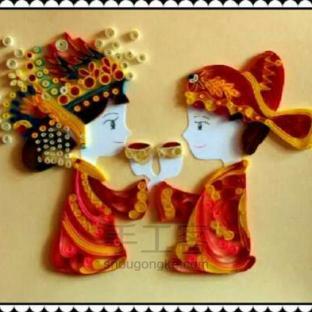 衍纸画  《喜结良缘》  DIY手工制作教程