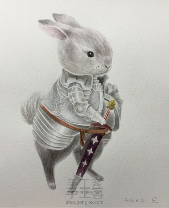 骑士兔-水彩