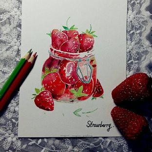 水彩教程 一罐草莓🍓
