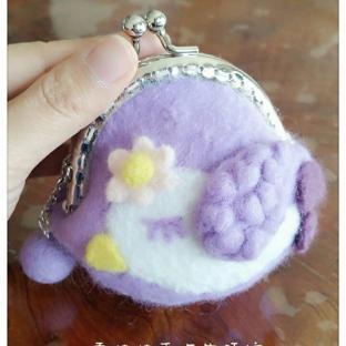 梦幻紫羊毛毡金口零钱包