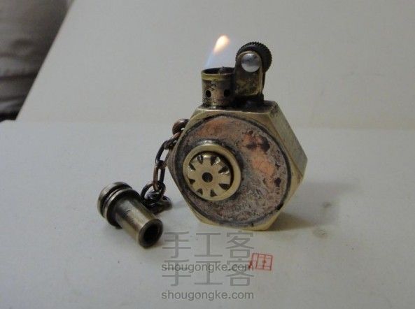 【周晖设计】蒸汽朋克打火机教程,从一个螺母开始