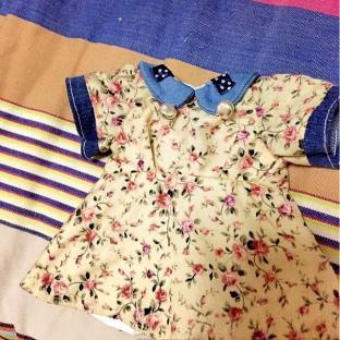 牛仔娃娃领碎花小裙儿～