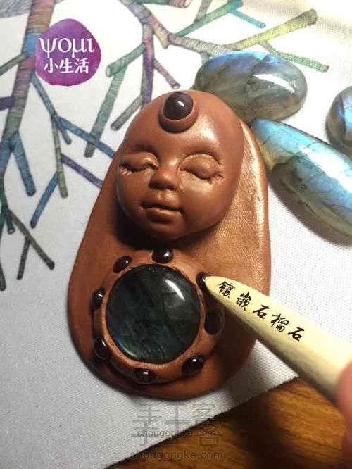 复古拉长石粘土吊坠 第8步