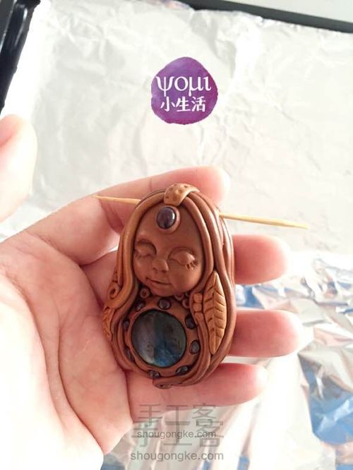 复古拉长石粘土吊坠 第17步