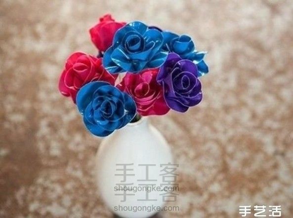 转)彩色胶带玫瑰花的做法