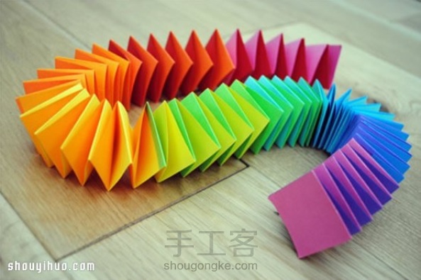 彩虹弹簧折纸～美腻啦！～转